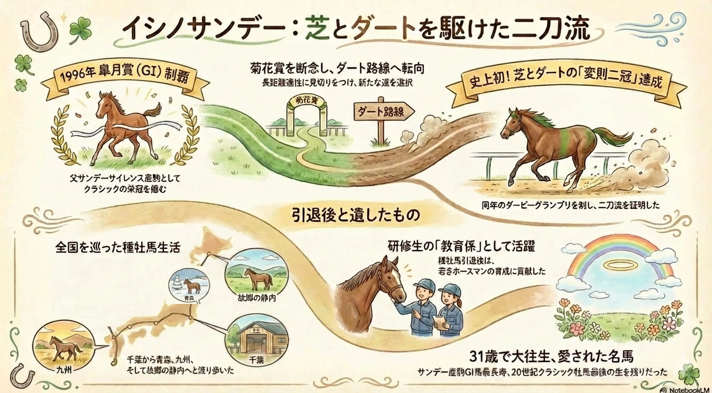 イシノサンデー ― 芝×ダートの変則二刀流馬 ―｜ハサミおじさん