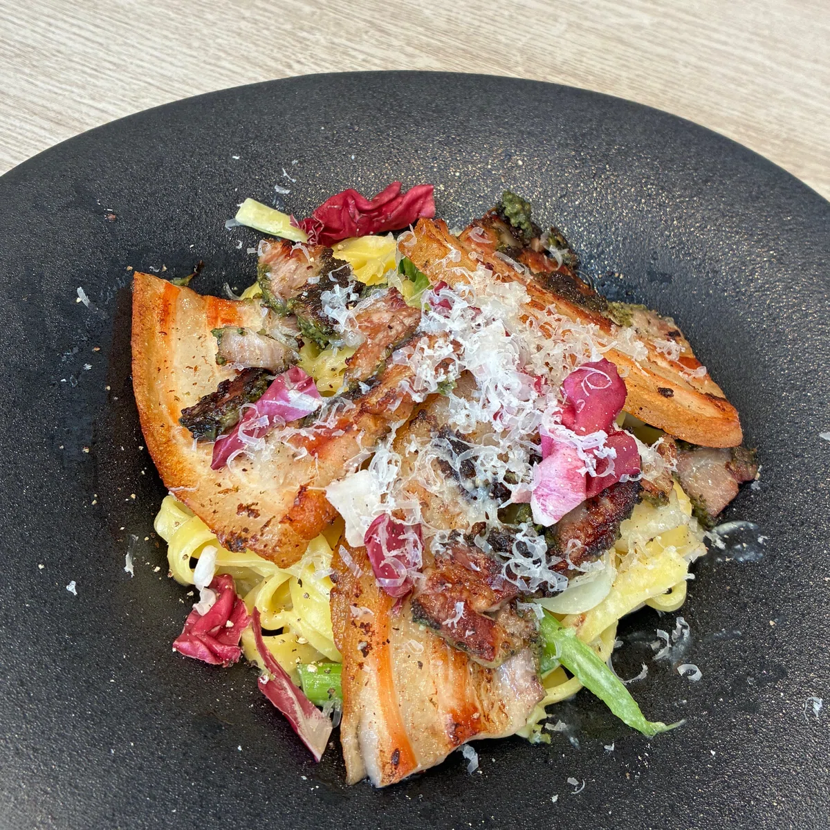 [Sapporo] Limited-time pasta served with pork porchetta and soy milk ...