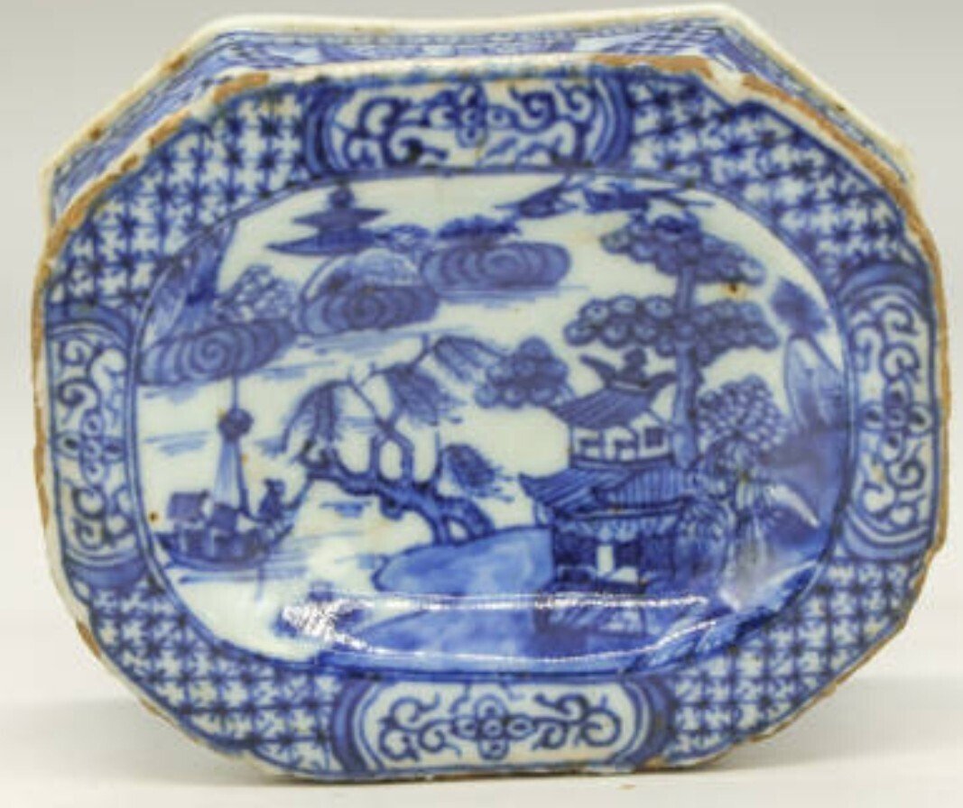 明代青花山水楼閣図｜トリニティ