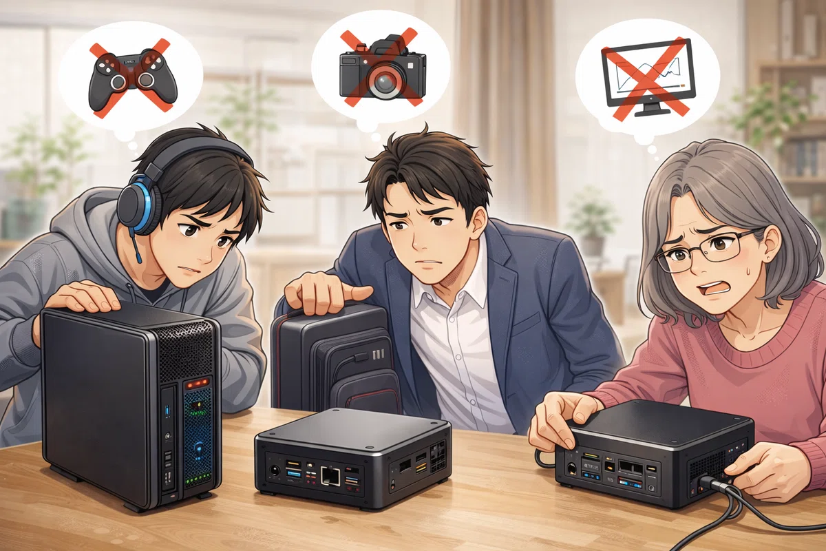 ミニPCおすすめしない人の特徴7つ:これに当てはまったら危険信号