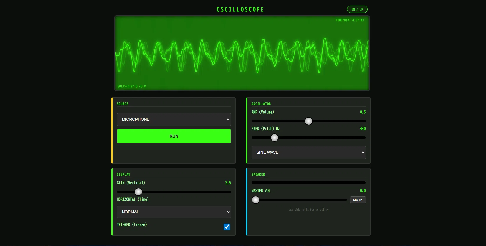 Web Audio APIでオシロスコープを作ってみた。｜giga_koumu