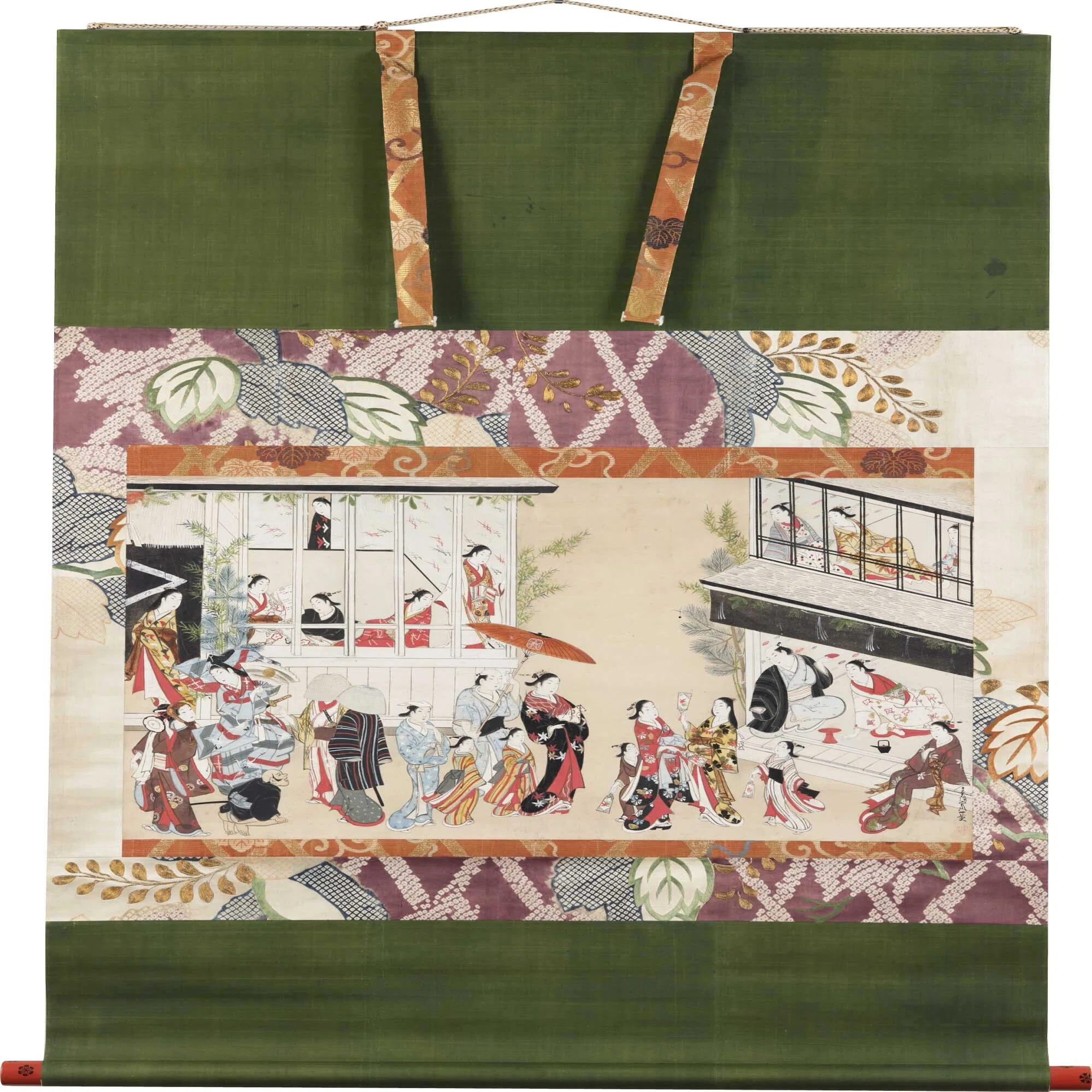 熟覧！ 宮川一笑「吉原正月の景」 作品と表装｜太田記念美術館