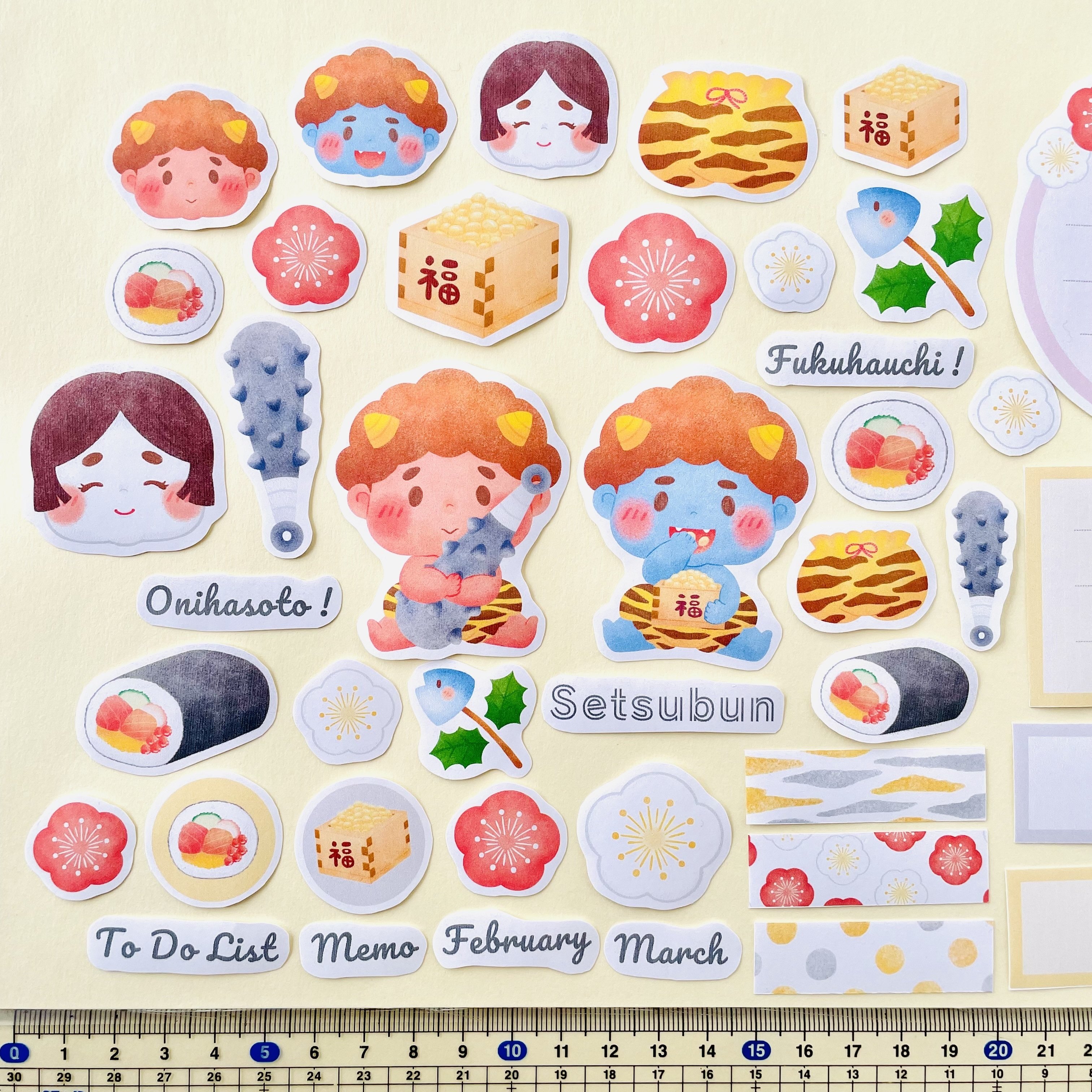 コラージュシート 】No.14 節分｜Kulumi┊イラストレーターたけもとみほ
