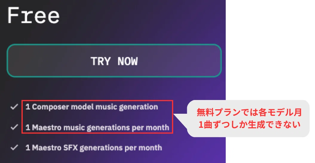 Beatoven.aiの無料プランでは生成可能曲数が非常に少ない