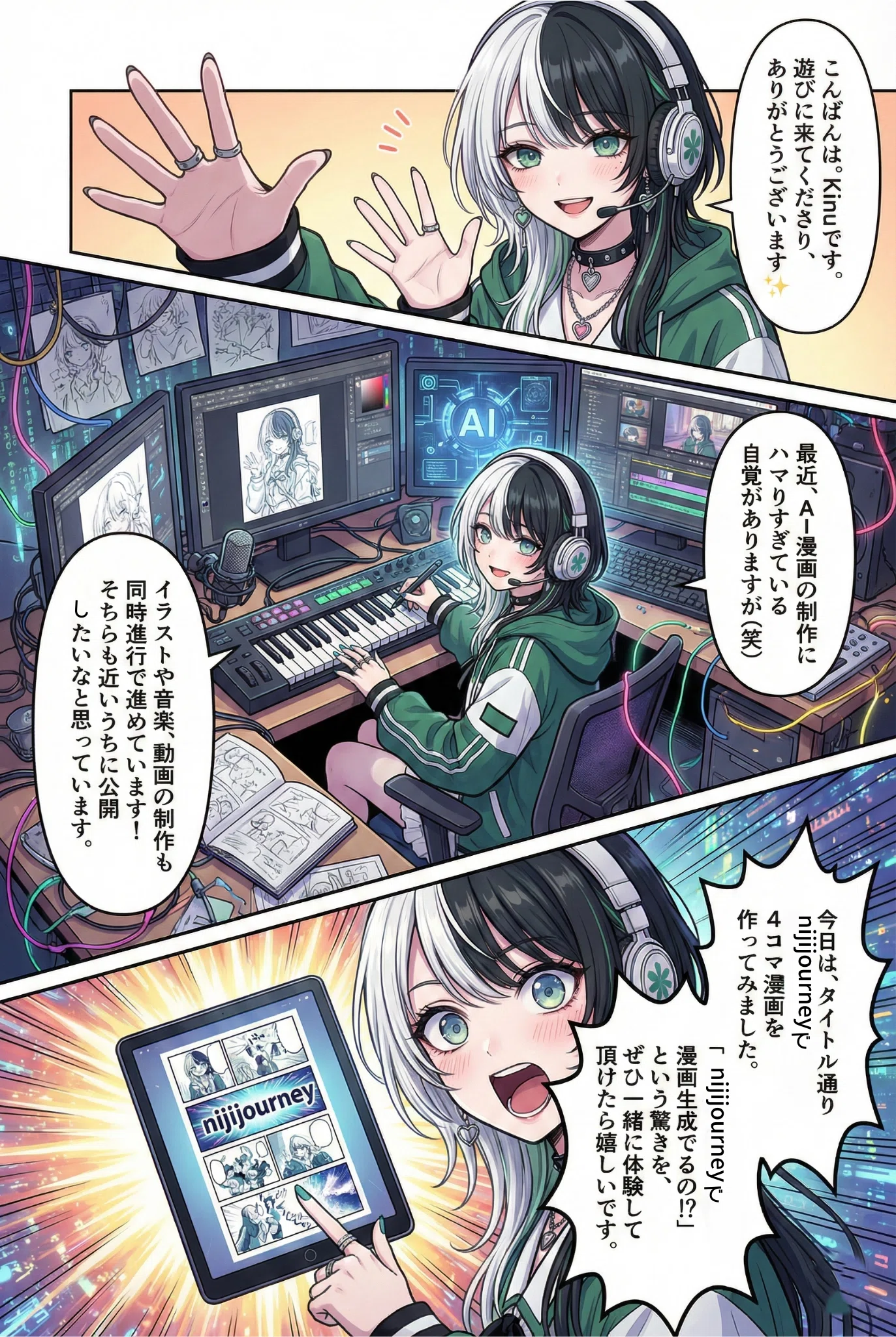 nijijourneyで漫画を作ってみた｜プロンプト付き【AIマンガ / 4コマ