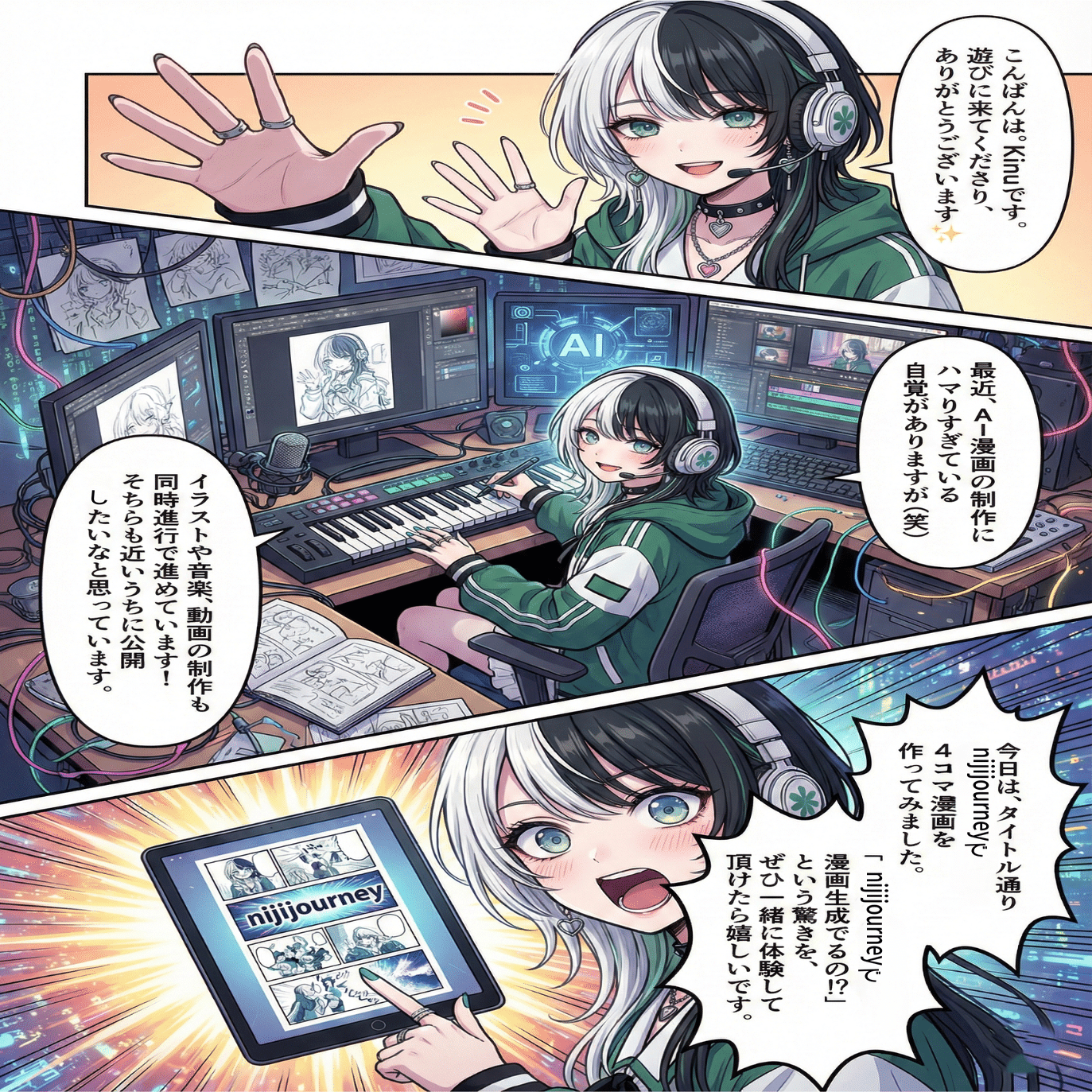 nijijourneyで漫画を作ってみた｜プロンプト付き【AIマンガ / 4コマ