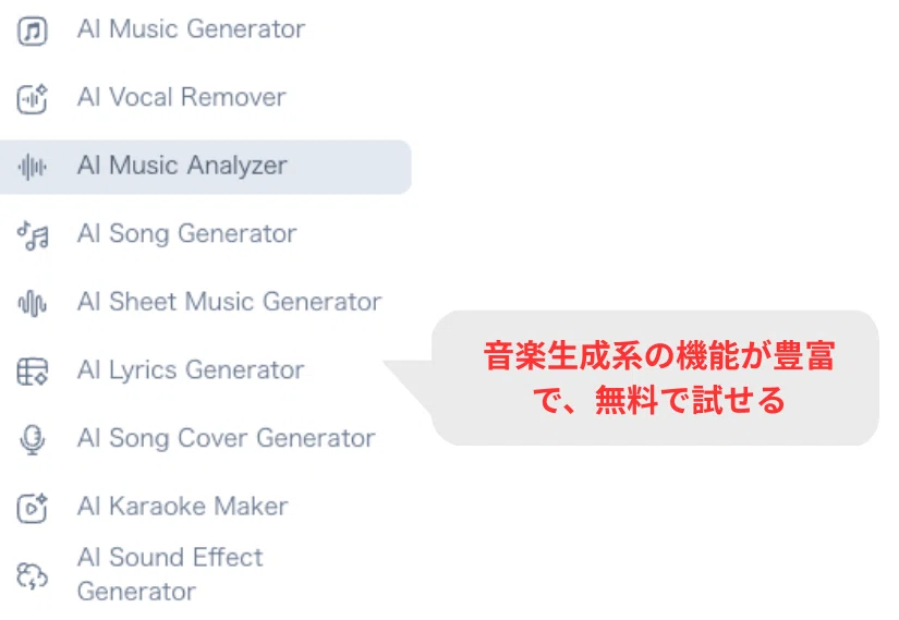 Remusicには音楽生成系の機能が豊富にあり、無料で試せる
