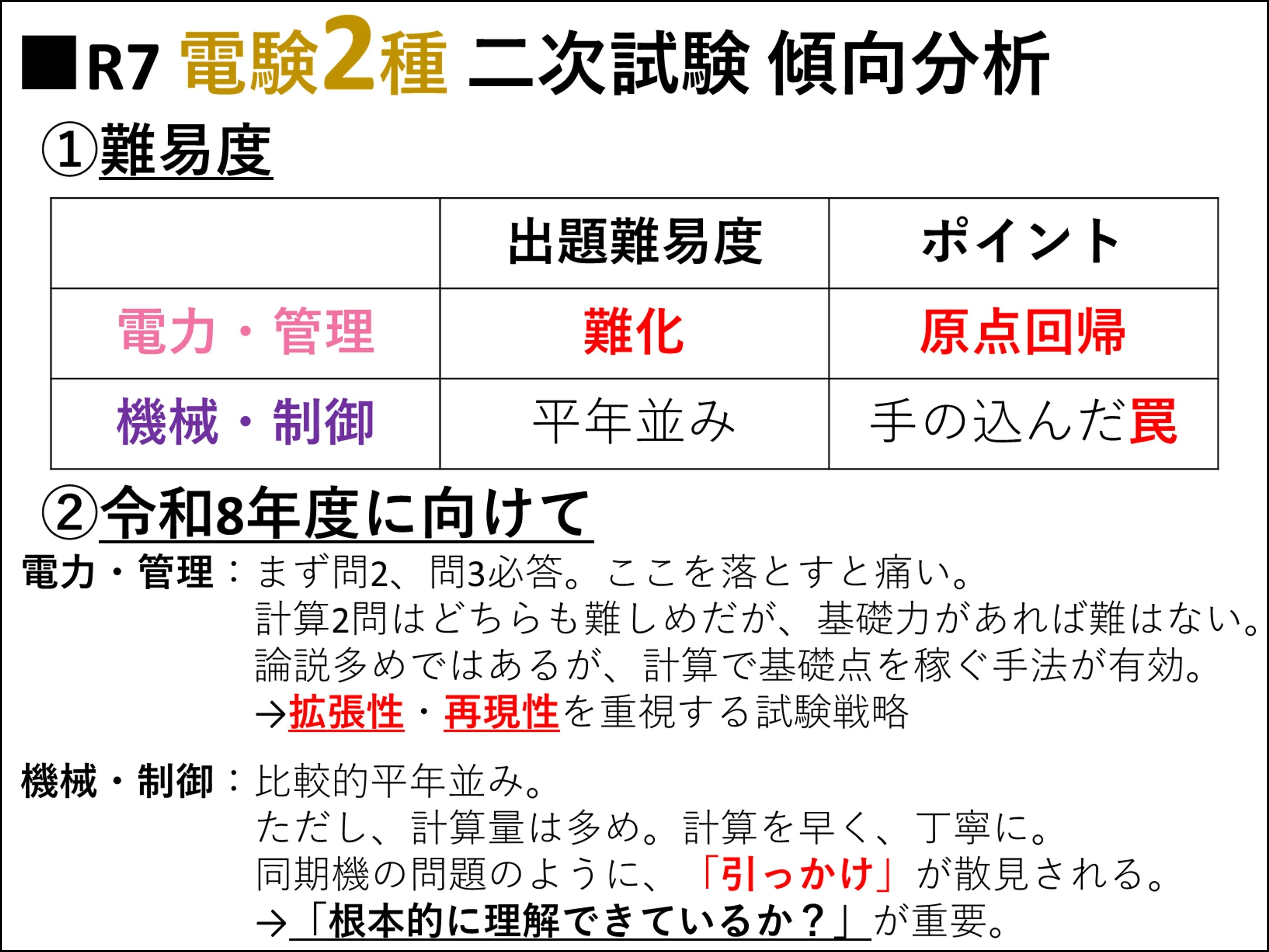令和7年度 電験2種 二次試験の講評と試験結果分析。全体の感想は「やや