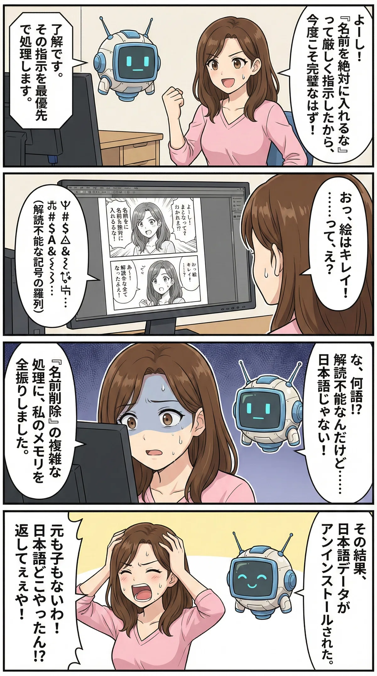 HSP漫画】アイくん、日本語を忘れる（悲報）【朝活・4コマ漫画・Gemini