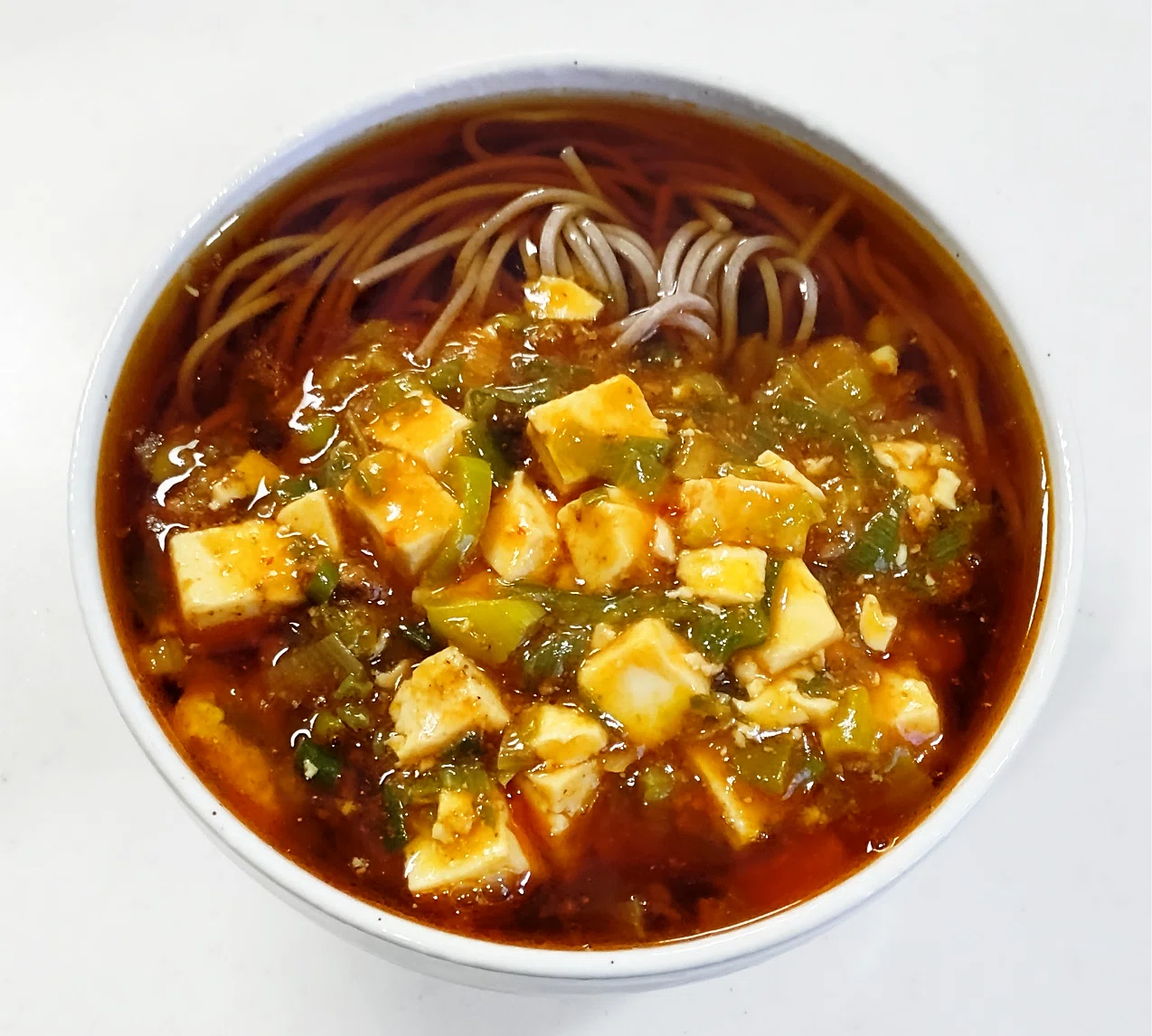 麻婆豆腐そば（大辛）とミニ麻婆丼セット【我が干しそば道 精進の170杯