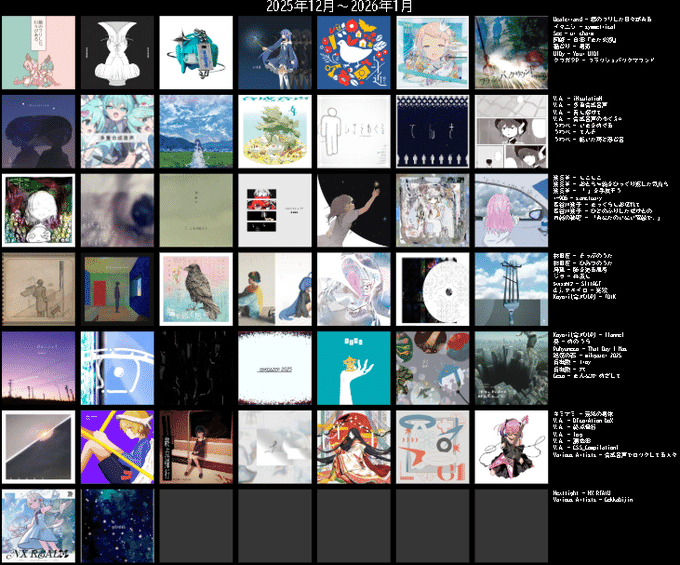 2025/12~2026/1に聴いたボカロアルバム｜pictogram_man