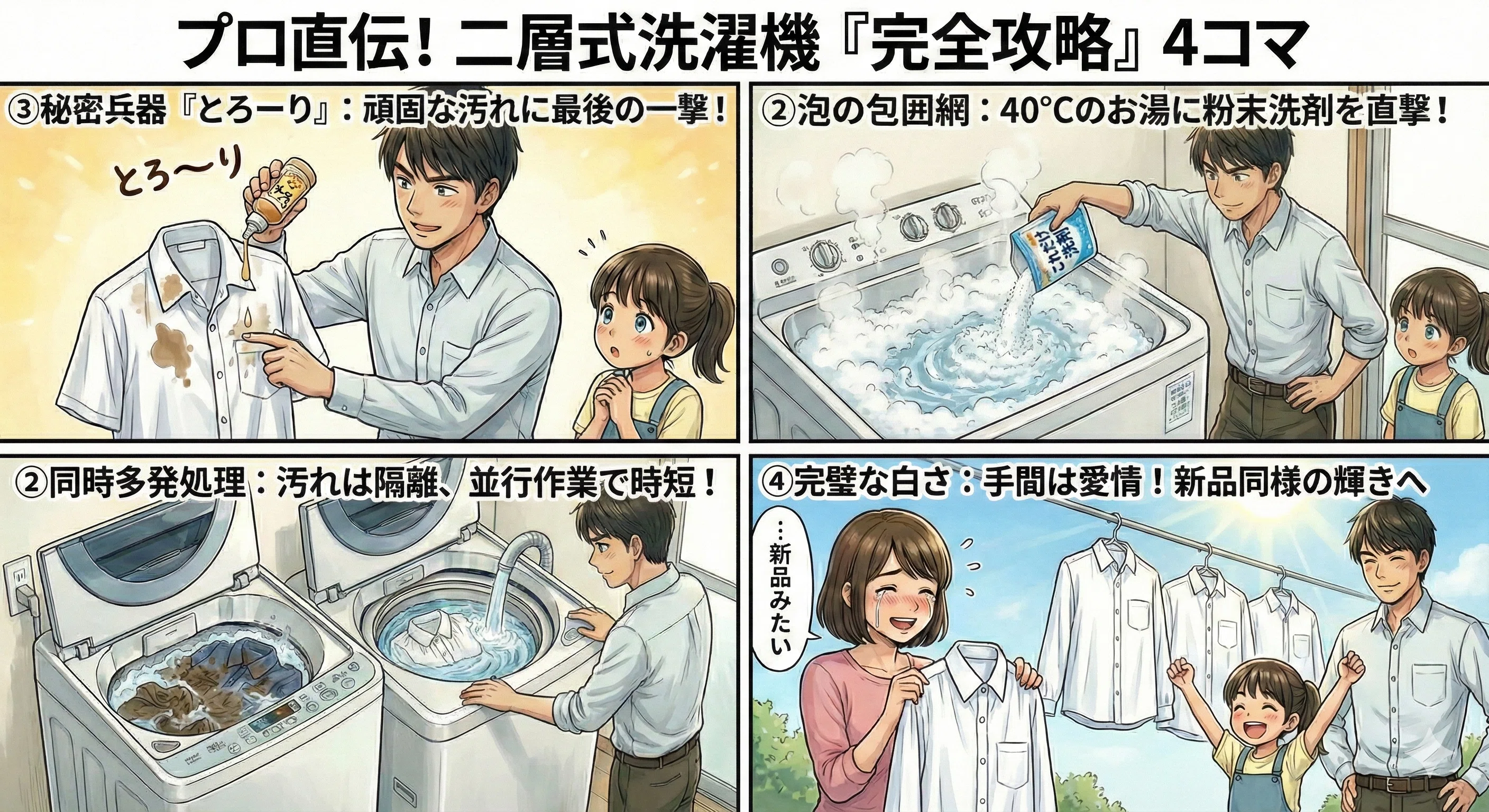 洗濯槽に消えた証拠：二層式洗濯機という名の名探偵｜ファミリー 