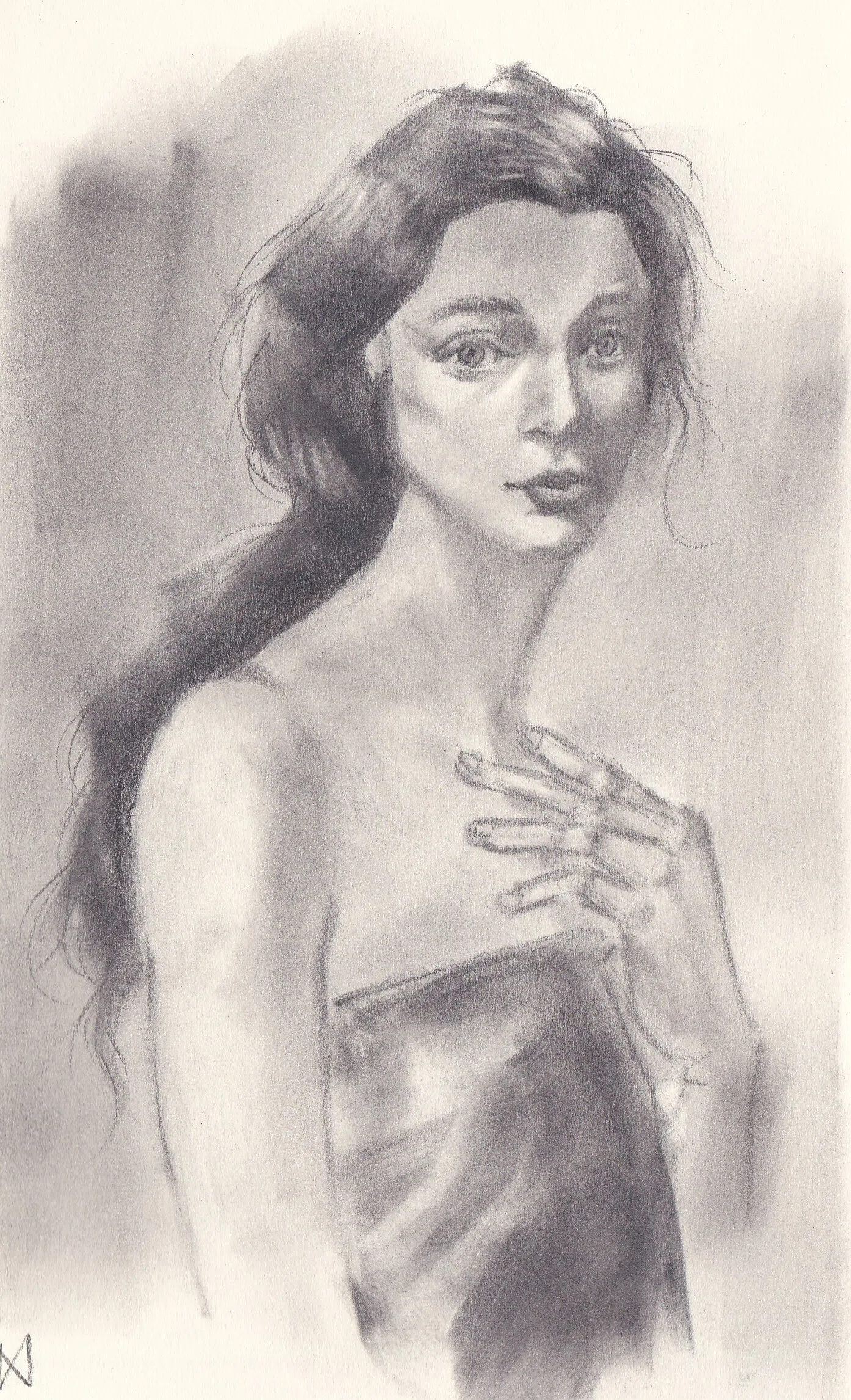 髪をほどいたひと【スケッチ・お絵描き・絵画】｜べそかきアルルカン