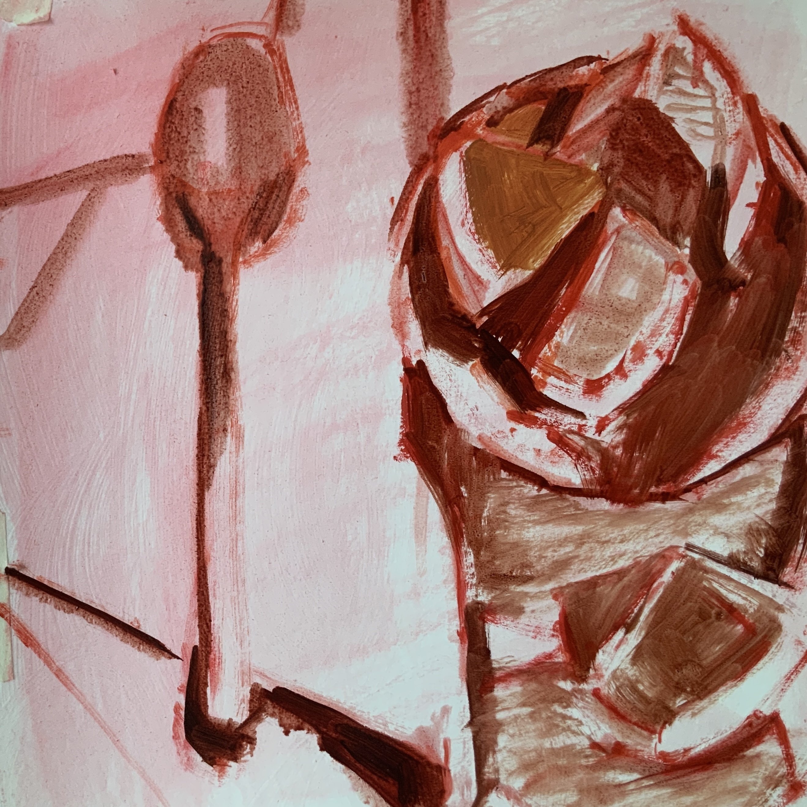 油絵 no.48 グレープフルーツとスプーン｜なお