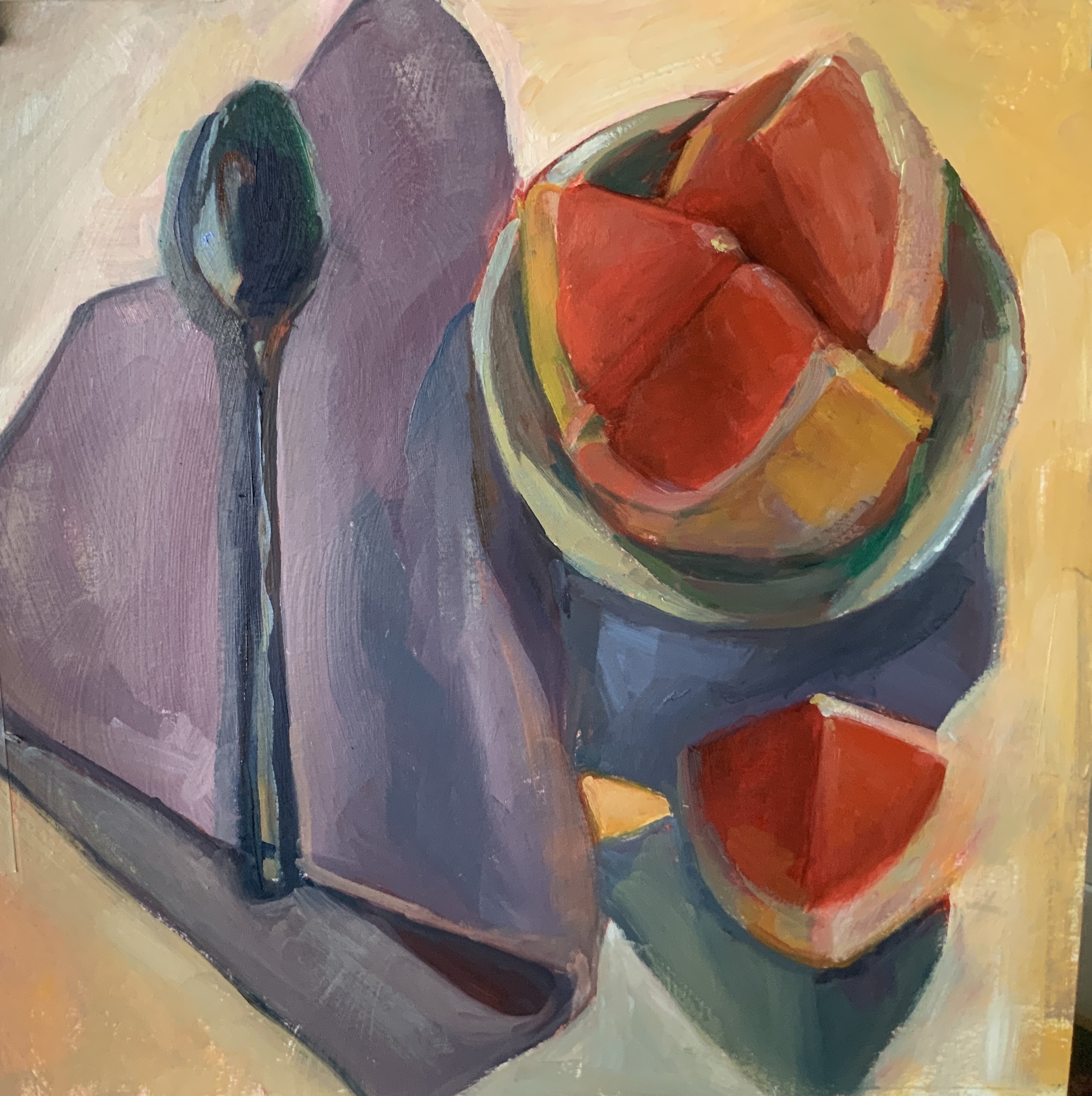 油絵 no.49 グレープフルーツとスプーン｜なお