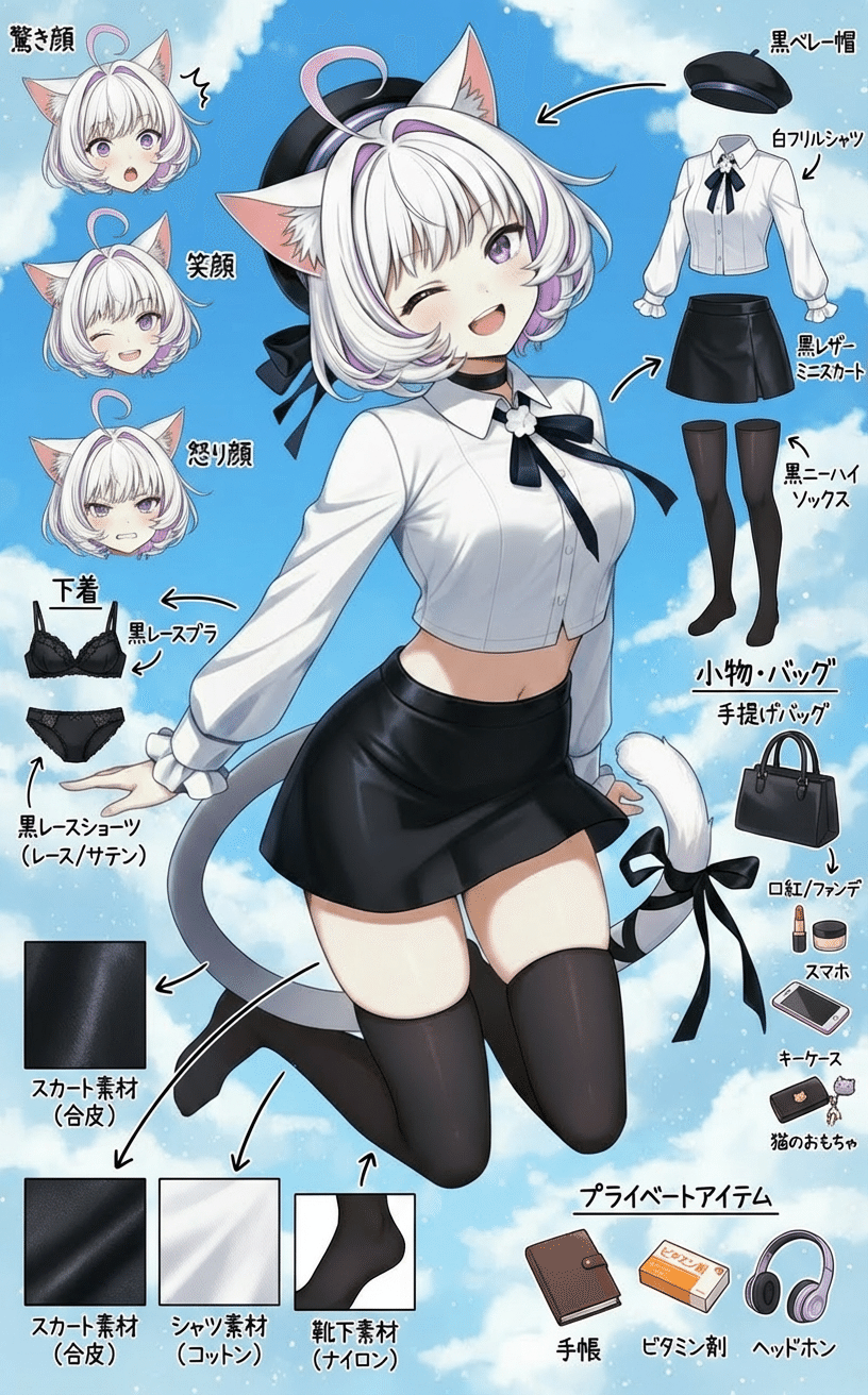 PixAIでキャラクターデザインシートを作る方法｜キャラデザインを1枚で