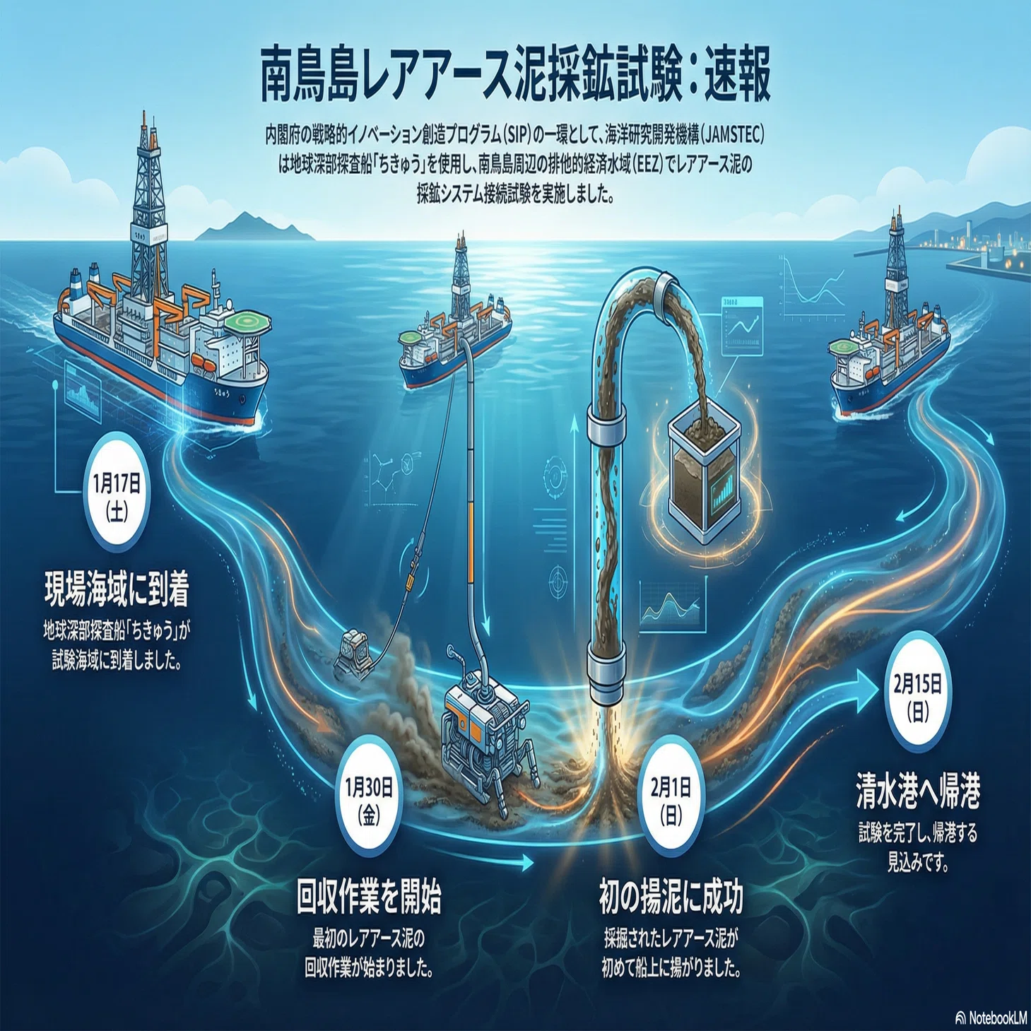 速報】日本の資源独立へ歴史的な一歩！南鳥島沖、深海から「レアアース