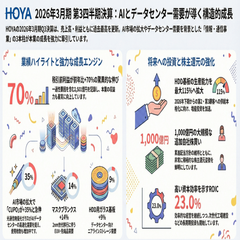 HOYA（7741）2026年3月期Q3決算解説】｜HDD・半導体・映像関連の全方位