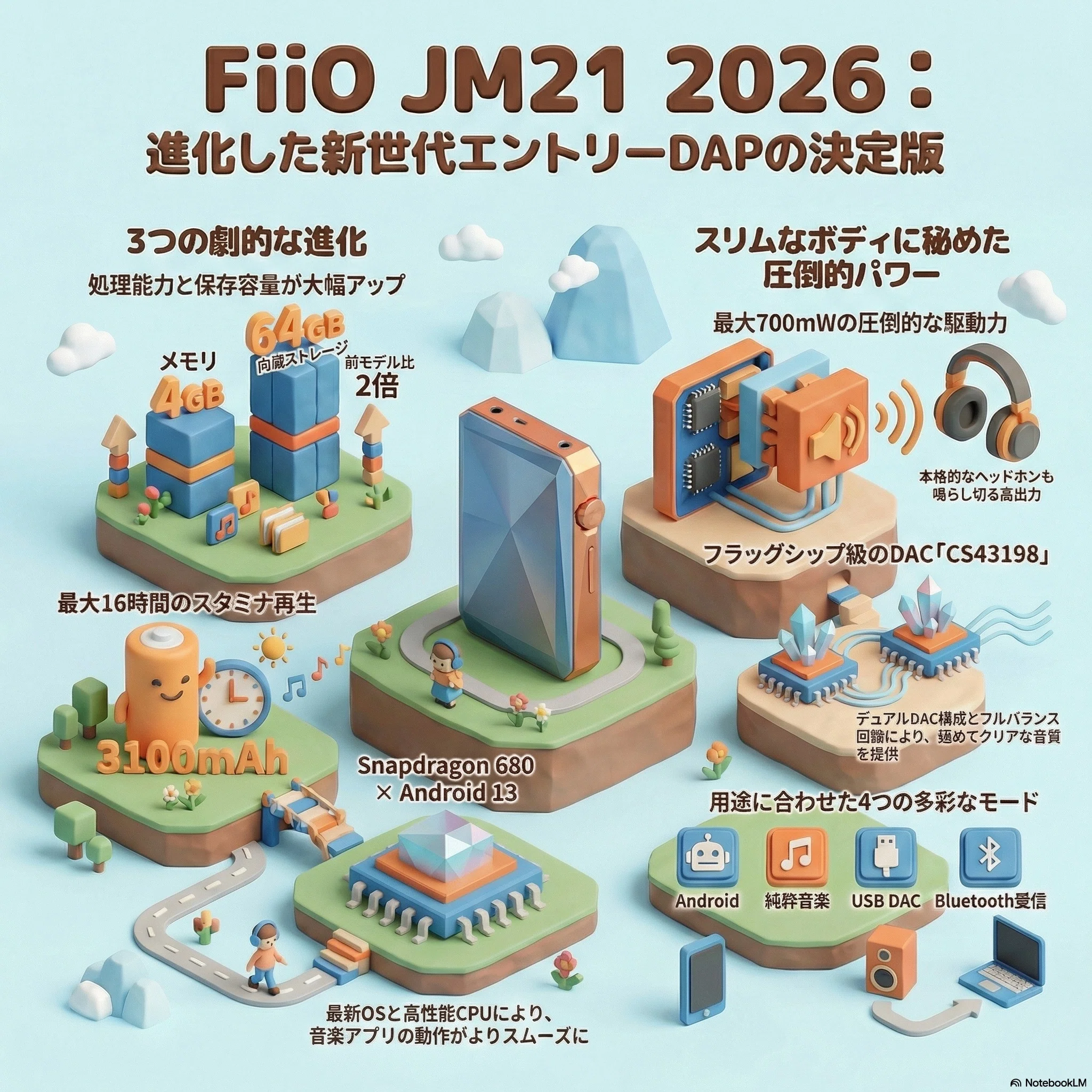 FiiO JM21 2026 登場！メモリ・容量・バッテリーが大幅強化された新