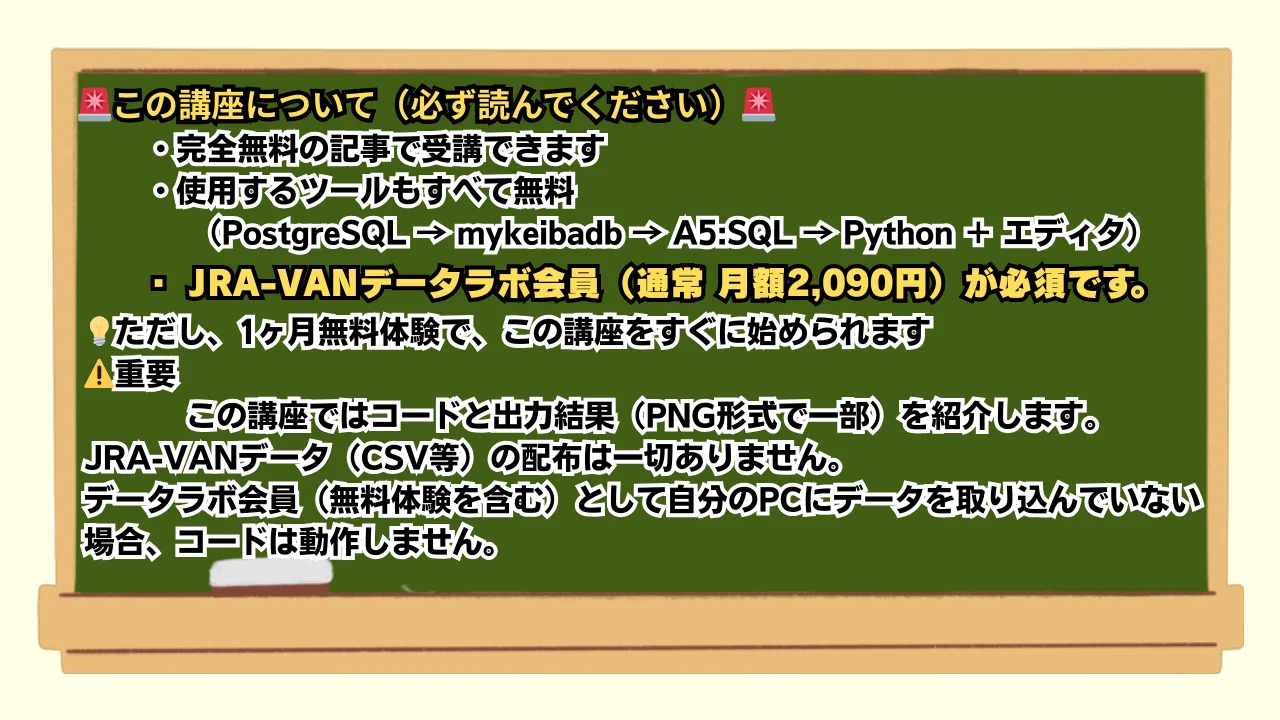 第12回【完全無料】コピペで簡単！AI競馬入門 学習データSQL編 修正版