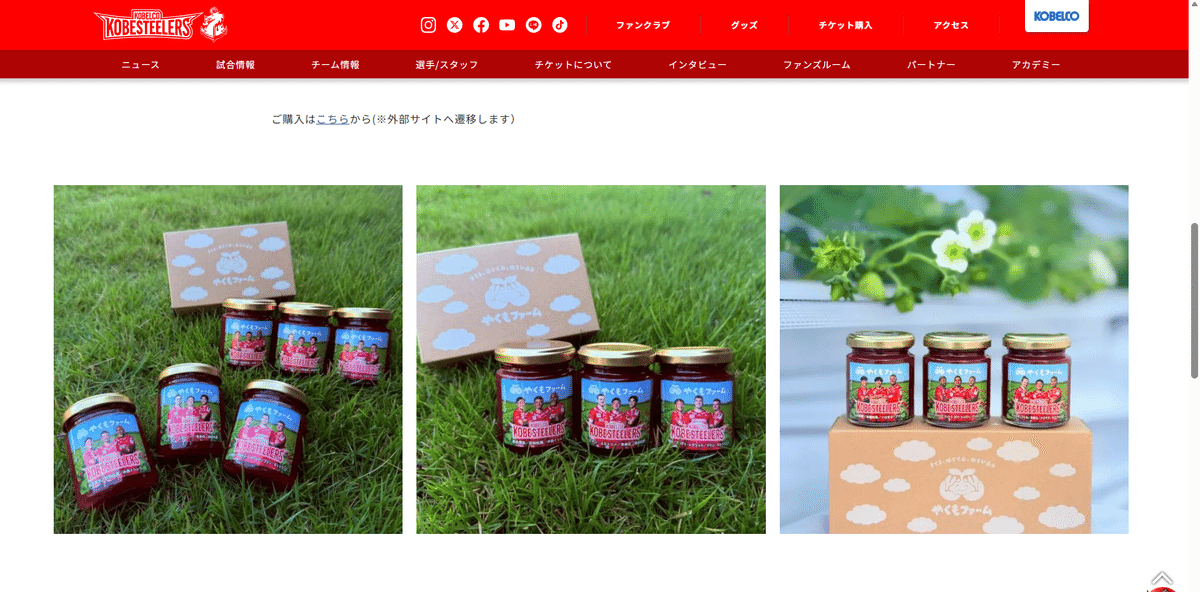 コベルコ神戸スティーラーズ公式HPでご紹介いただきました