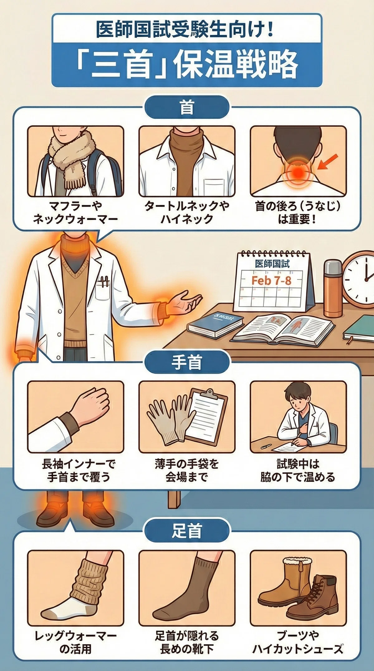 医師国家試験 緊急警報】記録的寒波と遭遇！ 第120回医師国家試験 前日比-12℃の衝撃