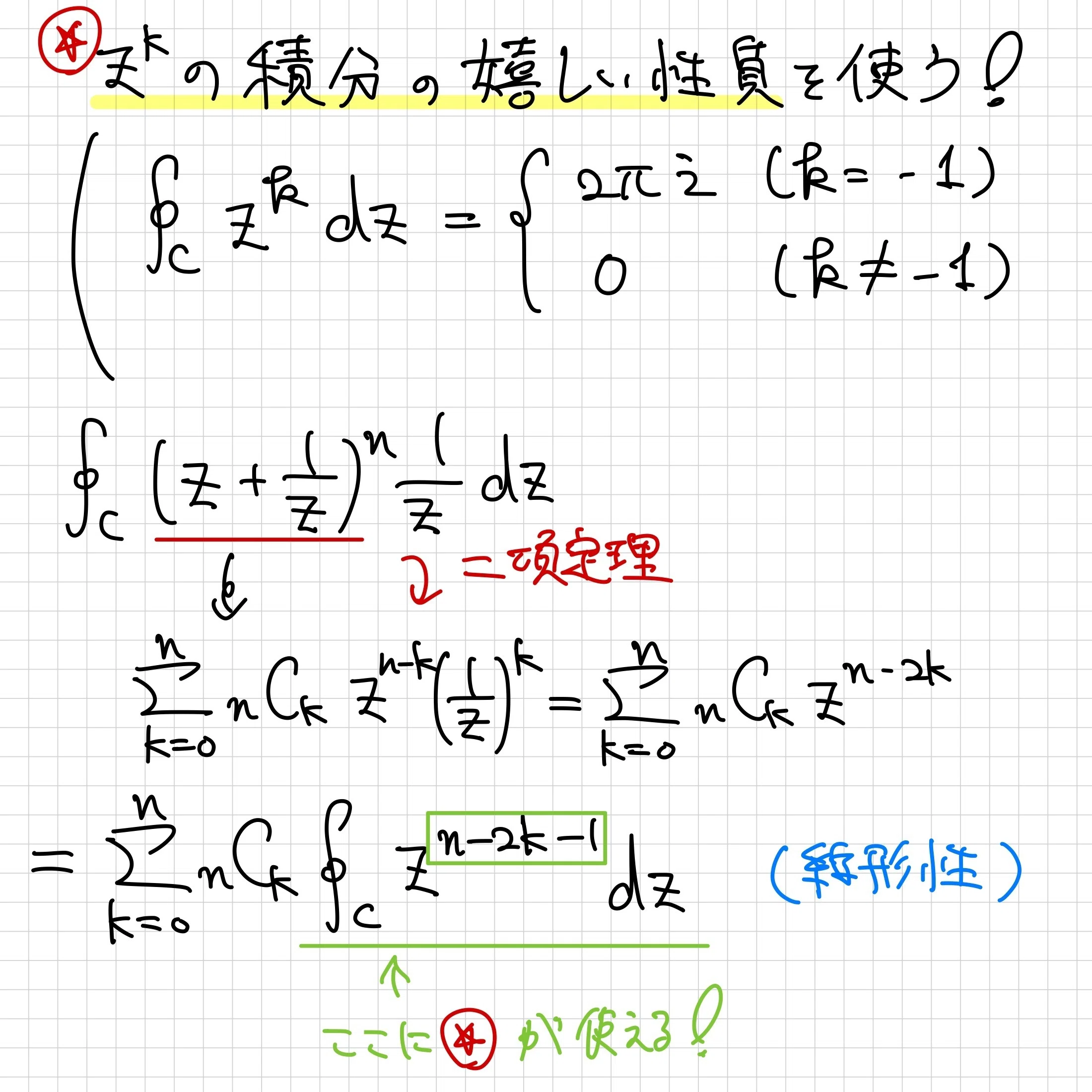 単位円周上の複素積分の問題【わんみん数学メモ】｜わんみん | 高専生