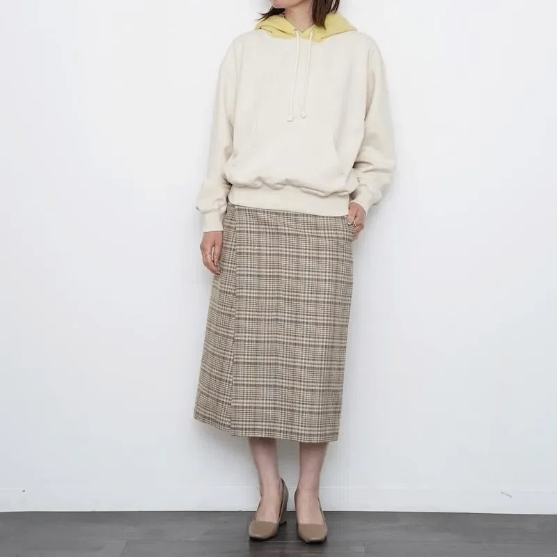 AURALEE】力の抜けた上質さSILK LINEN NEP CHECK WRAP SKIRT｜THIRTY