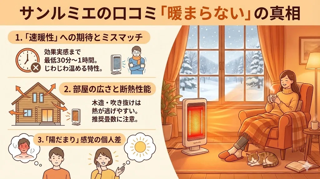 サンルミエの口コミ「暖まらない」は本当？低評価の真相と失敗しない