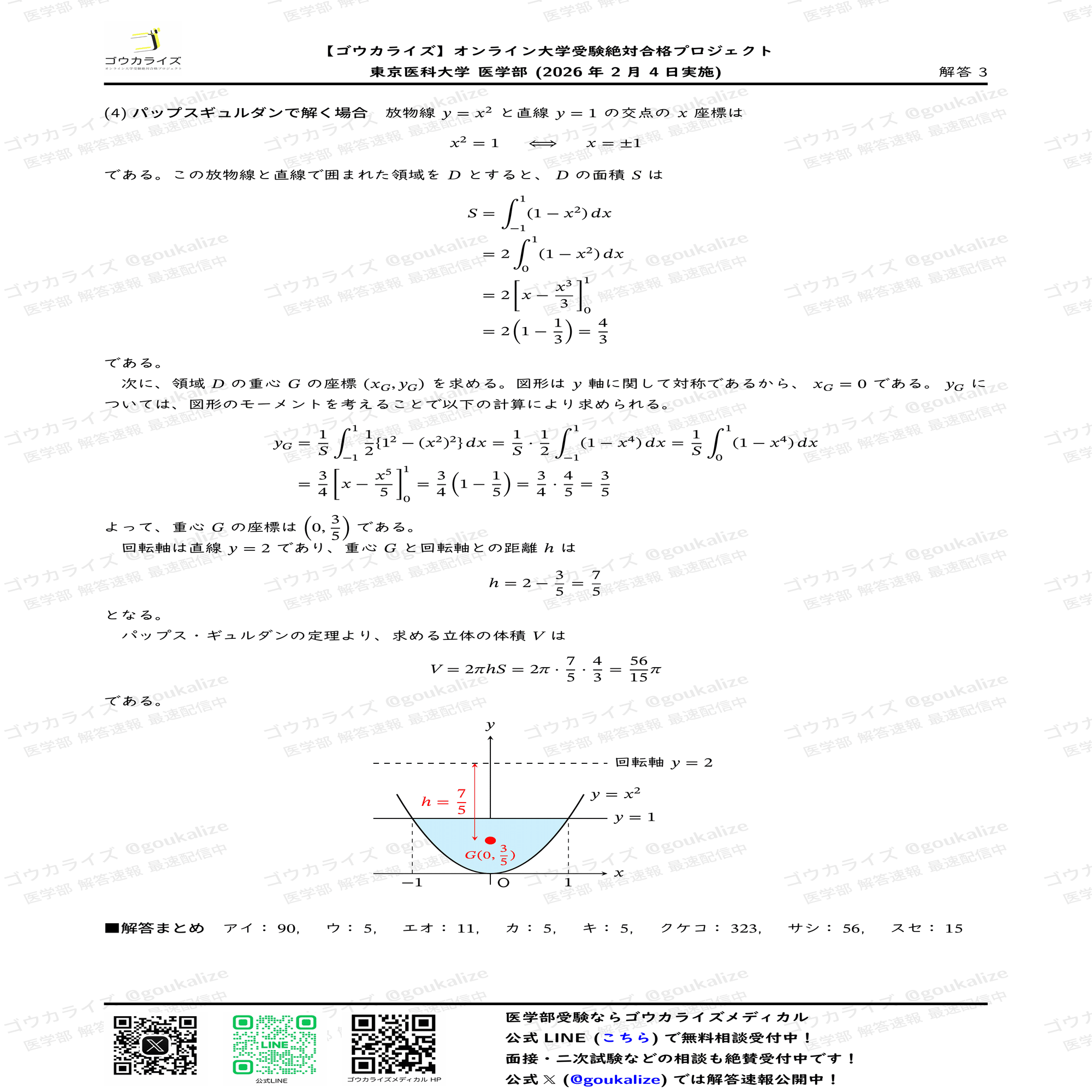 2026年解答速報】東京医科大学 医学部 数学 (2/4実施) ｜ゴウカライズ
