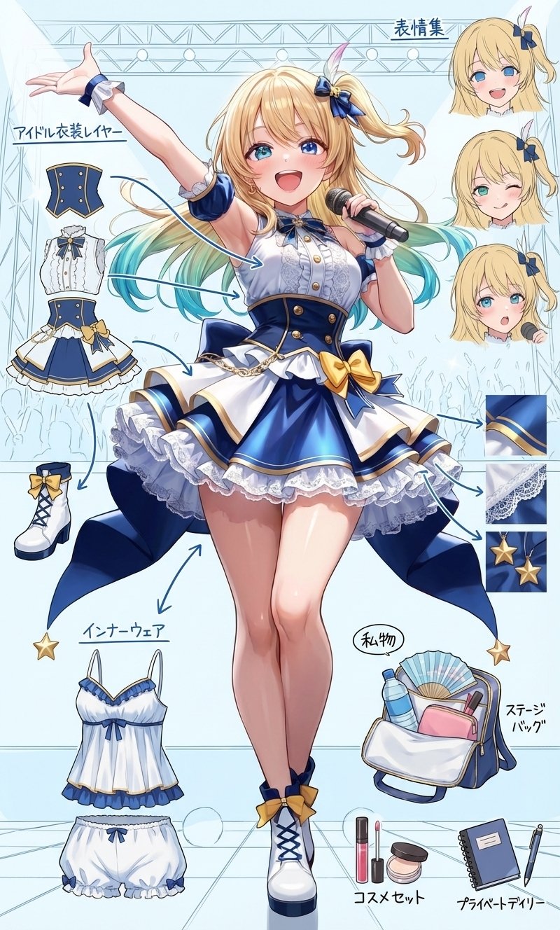 PixAIならクリック一発！AIで本格的な「キャラクターデザインシート