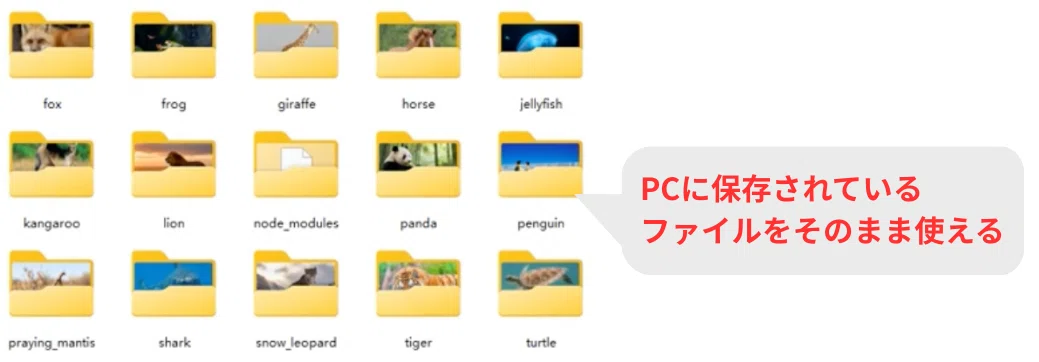 Skyworkデスクトップでは、PCに保存されているファイルをそのまま処理に利用できる