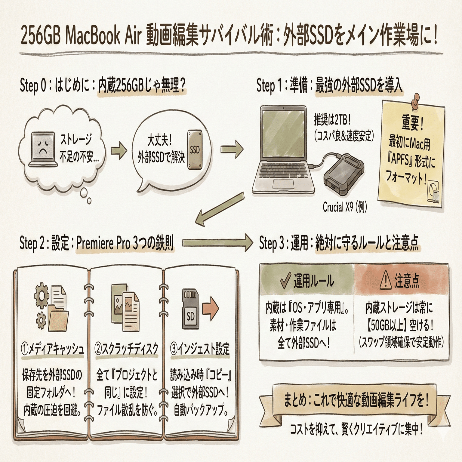 動画編集】256GBのMacBook AirでPremiere Proを快適に使うための外部