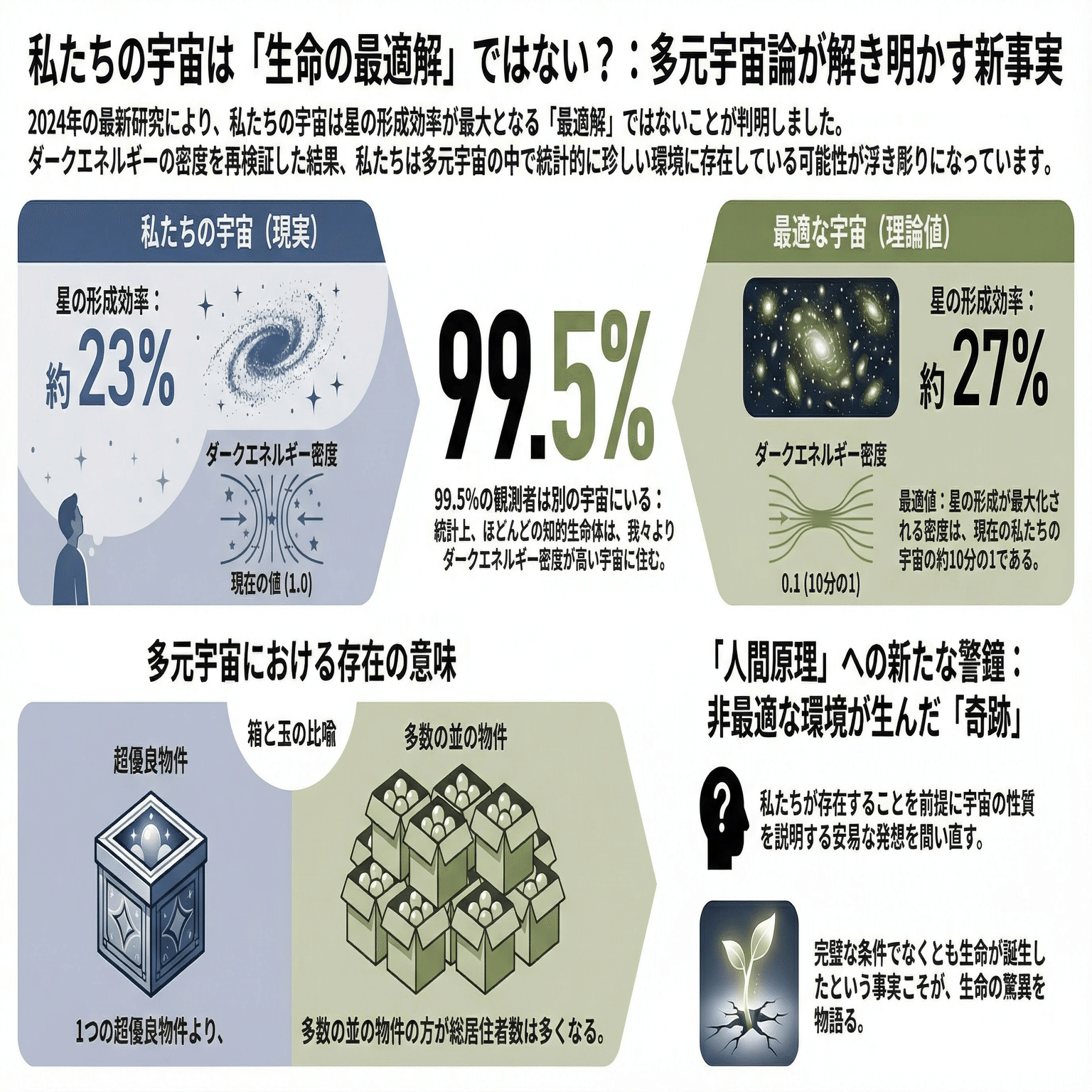 私たちの宇宙は「生命を育む最適解」ではなかった――多元宇宙論が