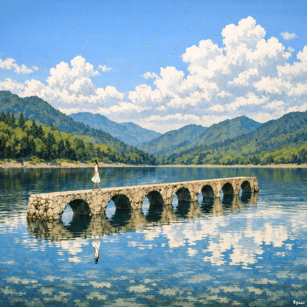 タウシュベツ川橋梁を歩く人｜夏野まどか