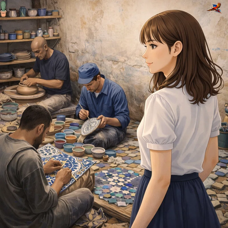 フェズ陶器】ゼリージュと陶器はどう作る？｜工房の工程・職人技・色の