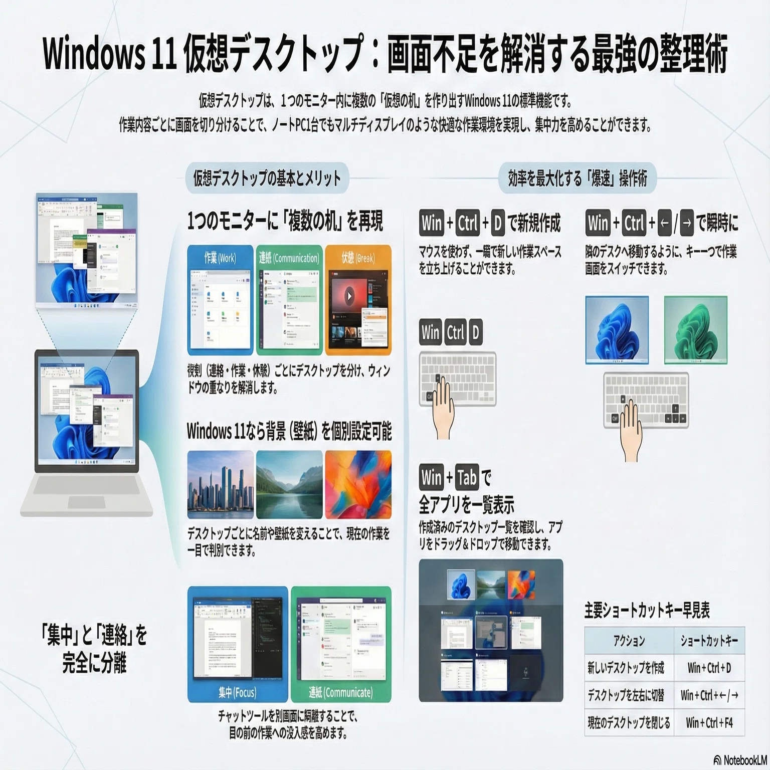 Windows 11 仮想デスクトップを使いこなして業務効率化｜画面不足を