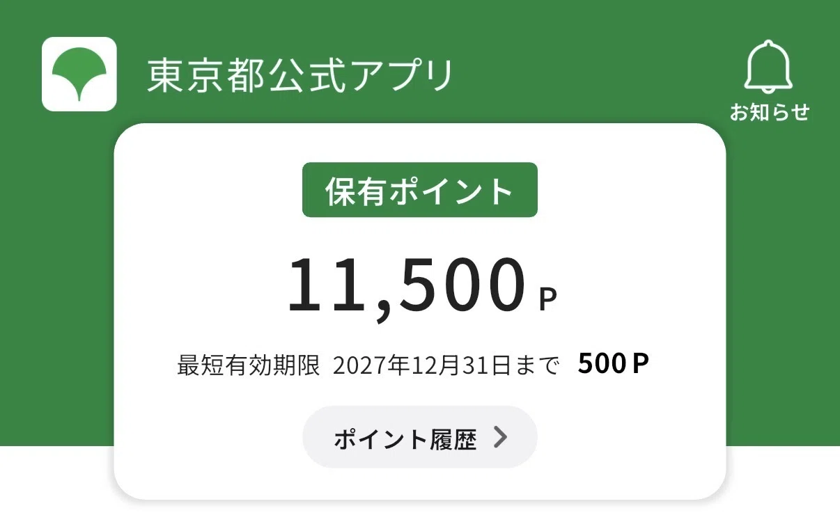 東京アプリで11,000ポイント：反映まで何日？（私は2日でした） + 自分 