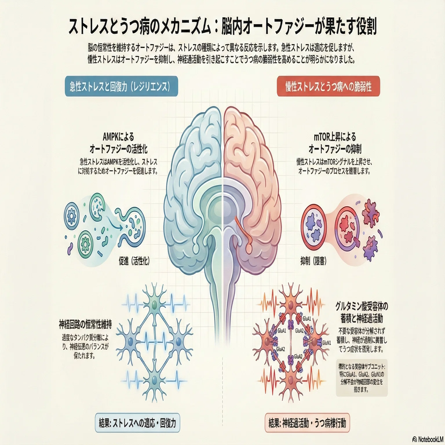 うつ病とオートファジーに関連する分子変化：脳内外側手綱核（LHb