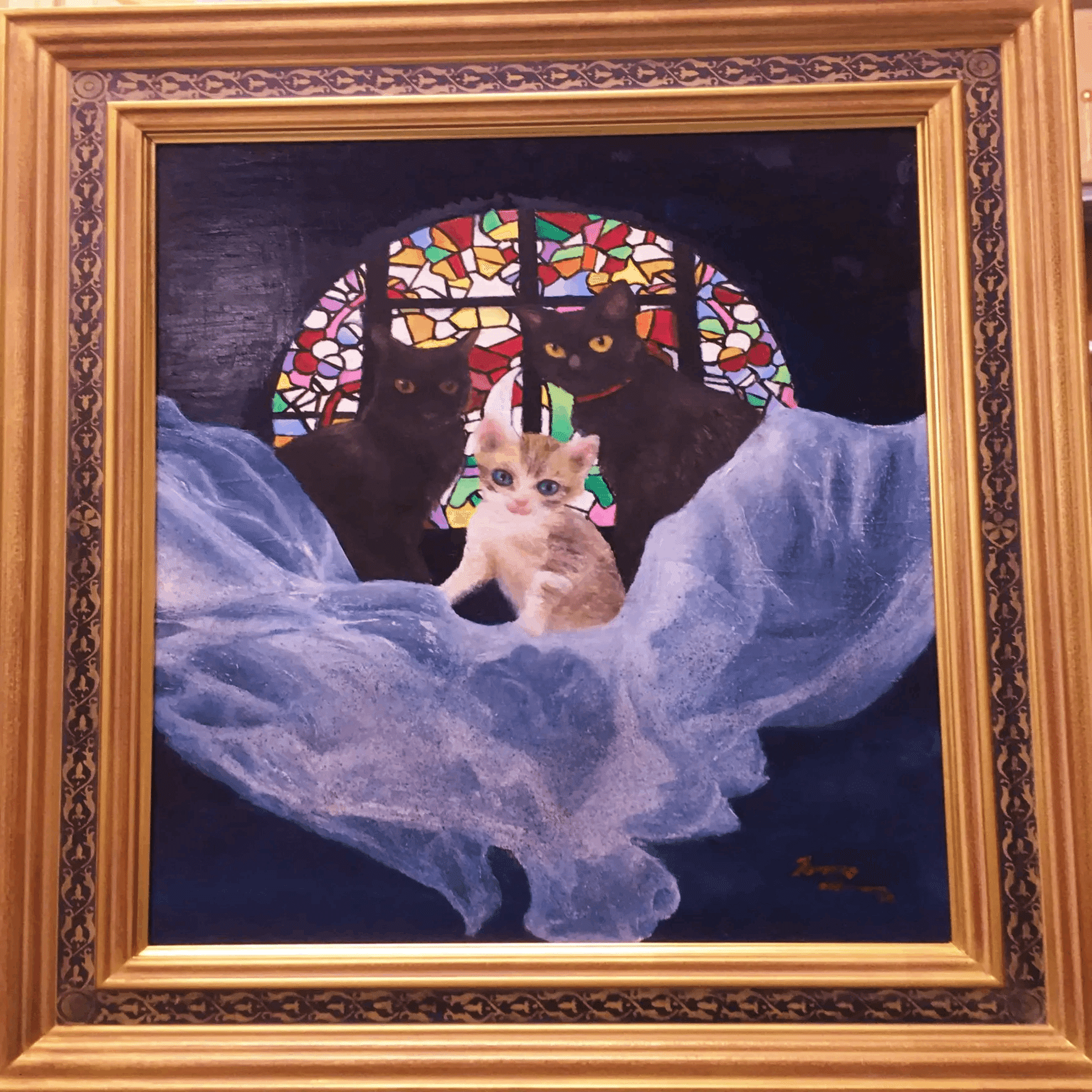 瞳を入れた瞬間命が宿る3匹のねこちゃん、ただ「描くこと」ではなく