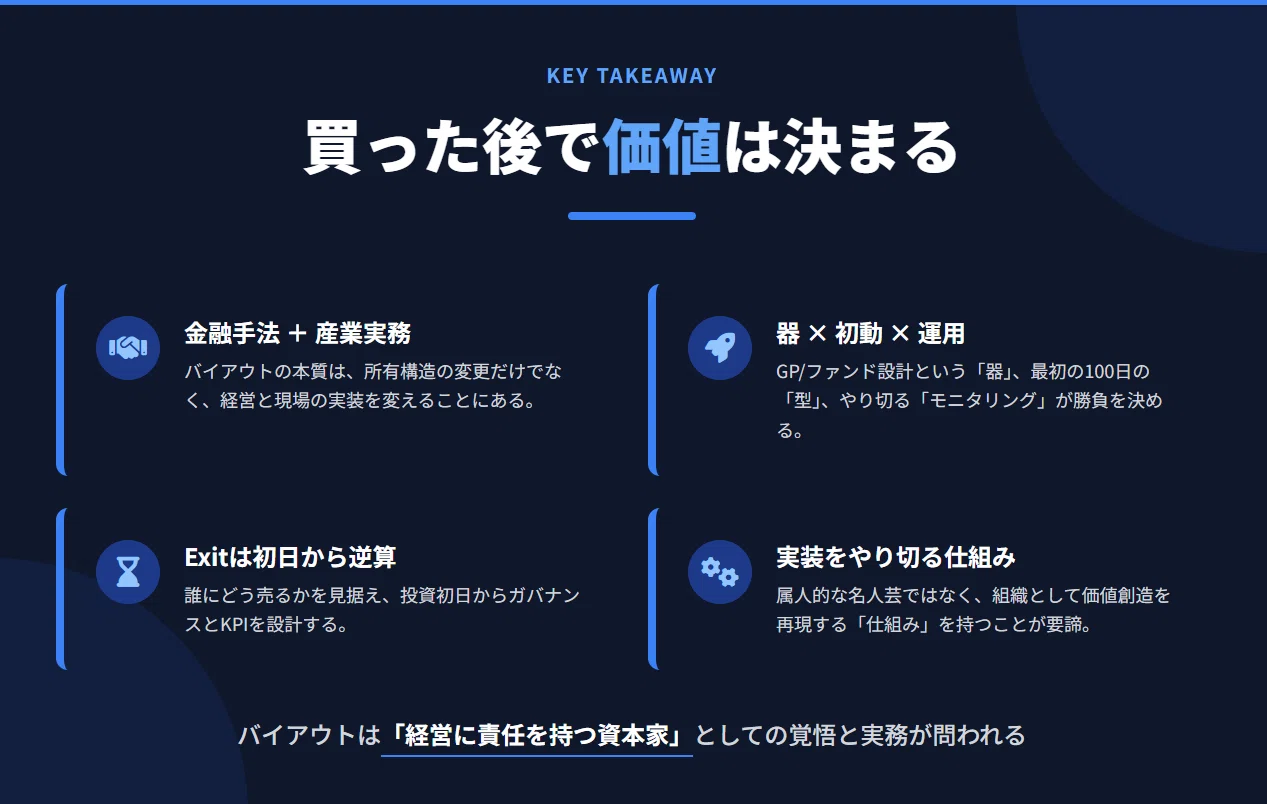 バイアウト 産業と金融の複合実務』：日本型PEの価値創造プロセス