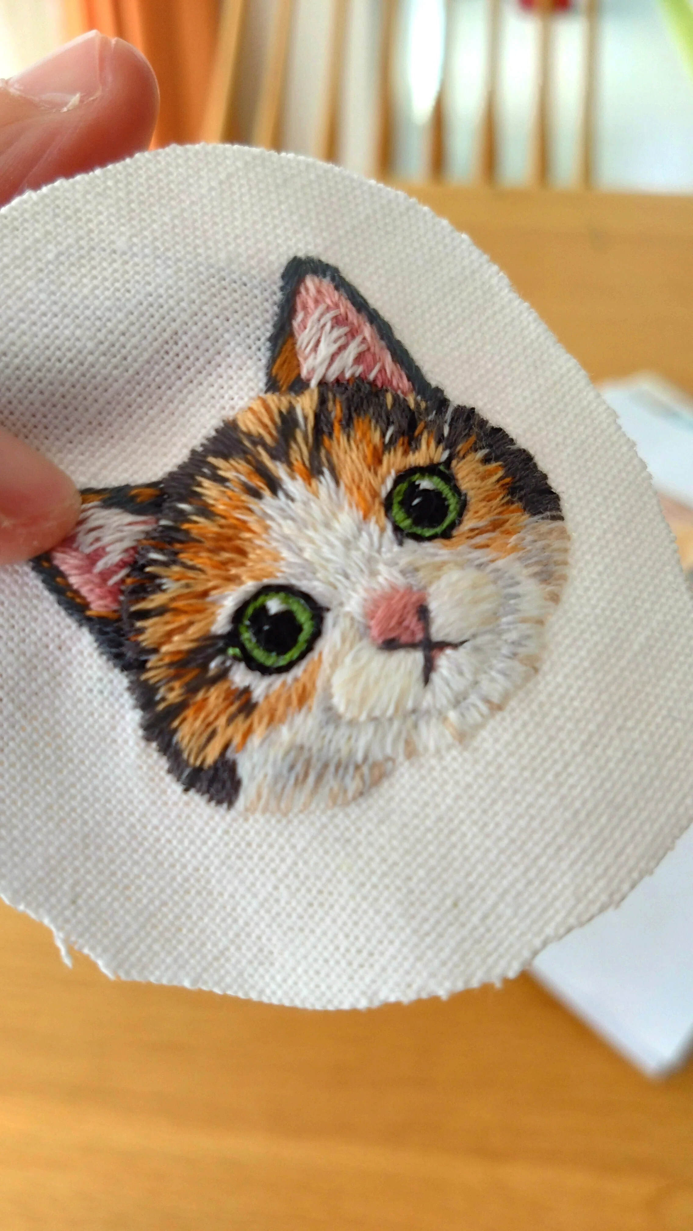 ゆ*ず様 猫の刺繍 三徳袋 ネコさん刺繍を練習中｜松本あさ