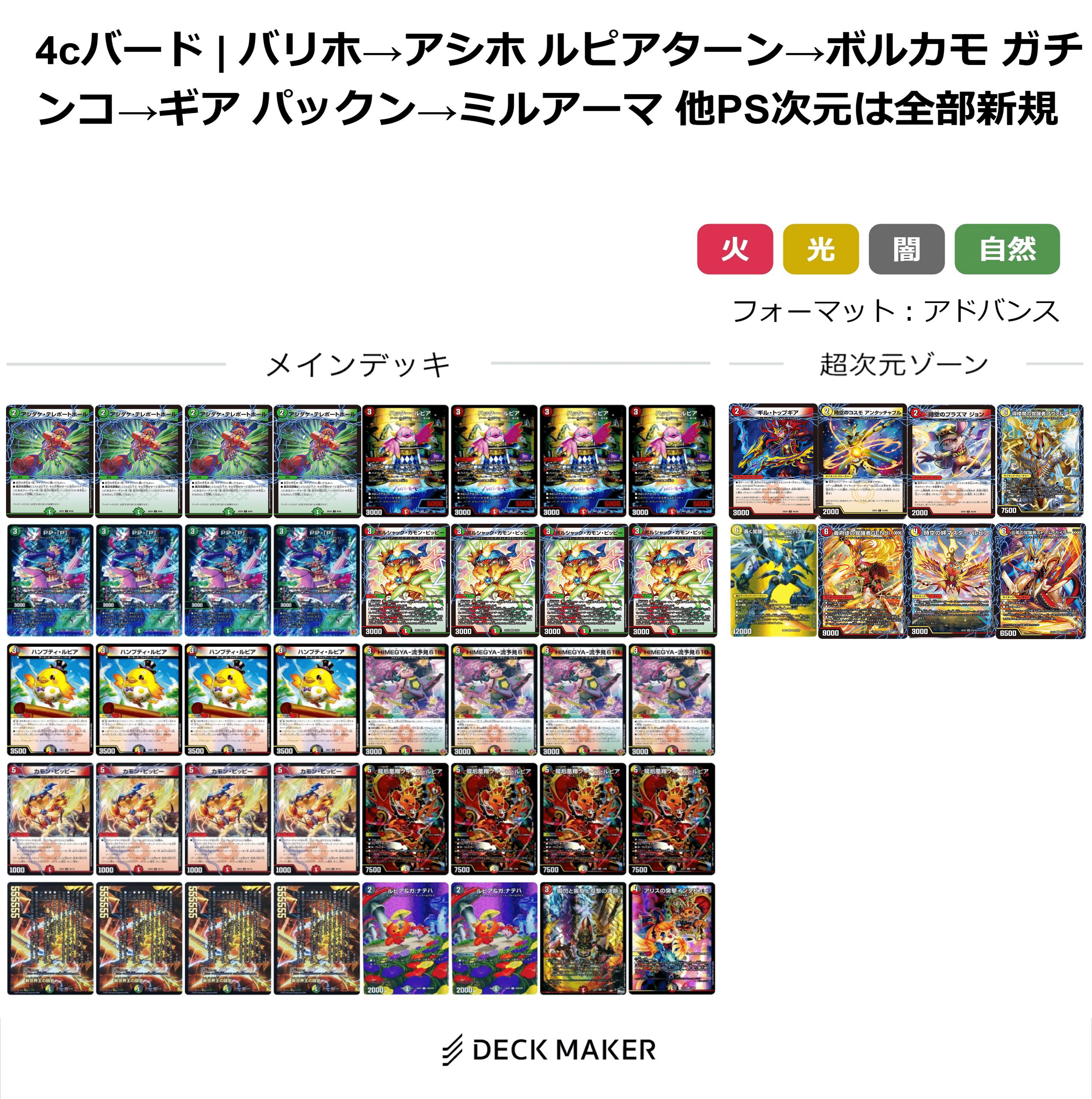 デュエルマスターズ　4cテレポートホールデッキパーツまとめ 4cテレポートホール デッキ40枚＋超次元8枚 - メルカリ