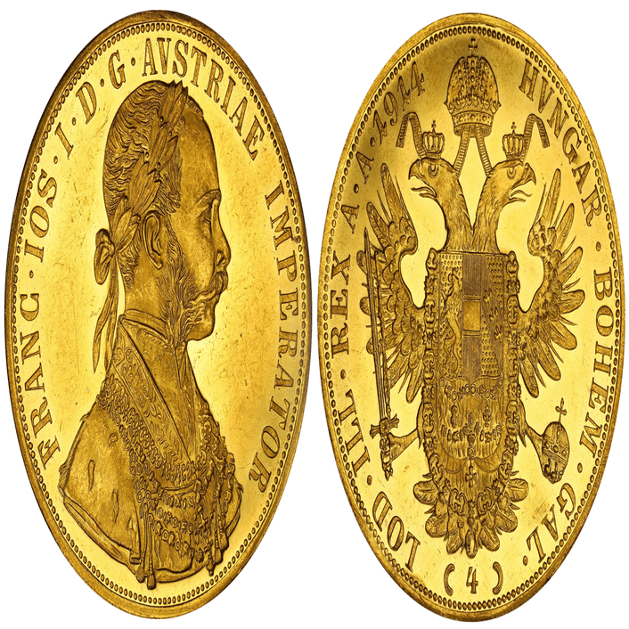 オーストリア 1914年 フランツ・ヨーゼフ1世 4ダカット金貨 オリジナル