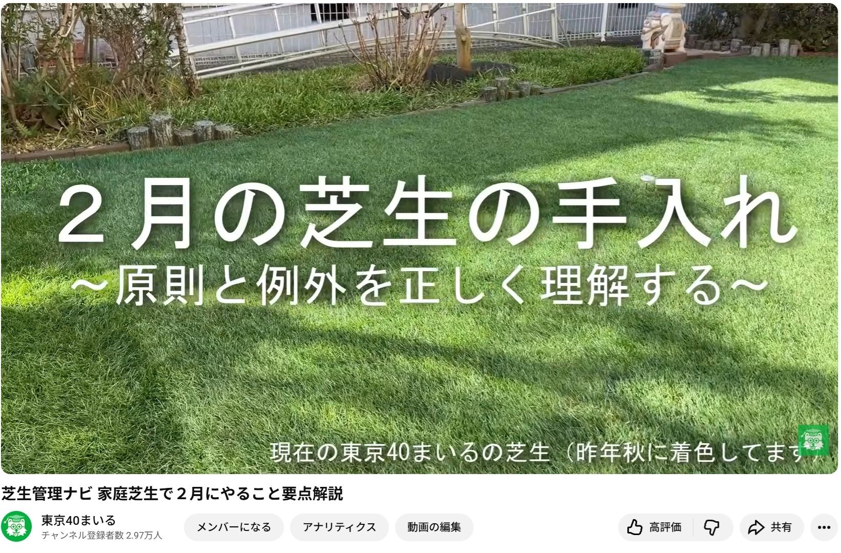 芝生　　※取引先決まりました 2月の芝生の手入れ ― 芝が目覚める時期の基礎知識 ― やる？やらない