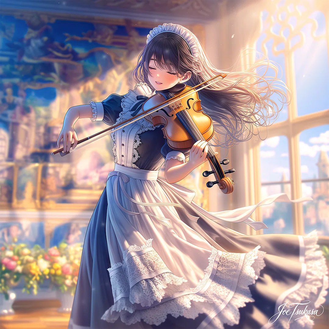 ヴァイオリンを奏でる女の子たち #にじ7 #ヴァイオリン #AIアート #AI