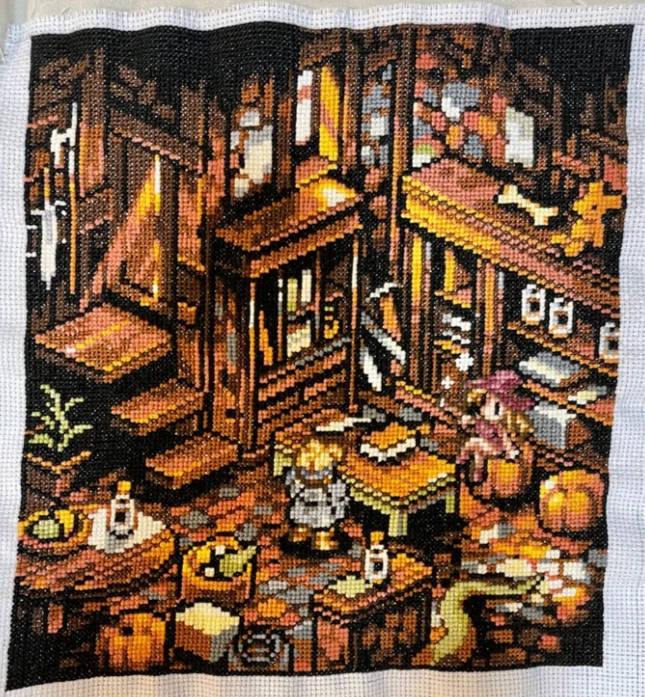 刺繍】タクティクスオウガのドット絵をクロスステッチしてみた｜じゅえ