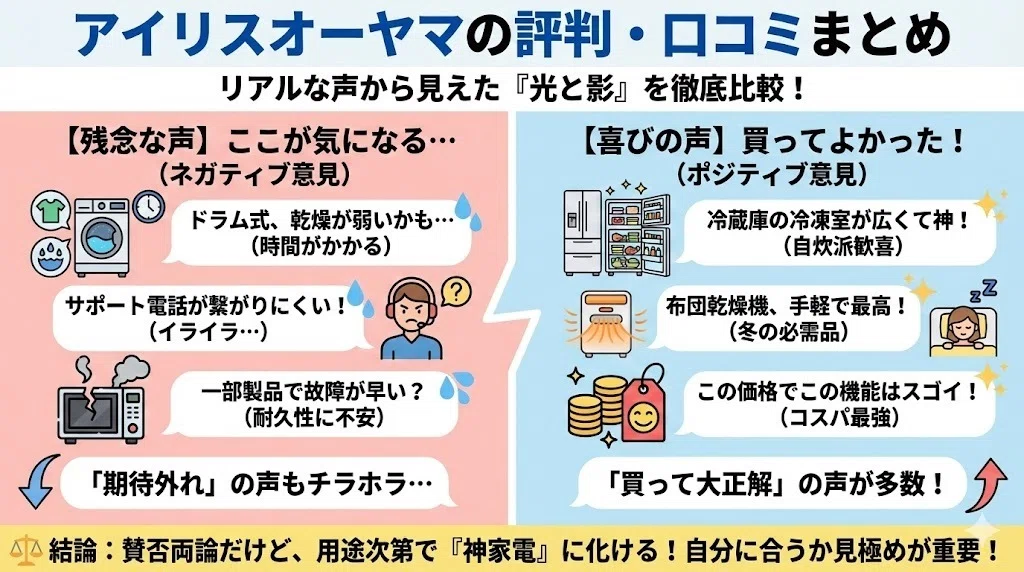 アイリスオーヤマの家電はやめとけ！理由は壊れやすいことが原因？真相 