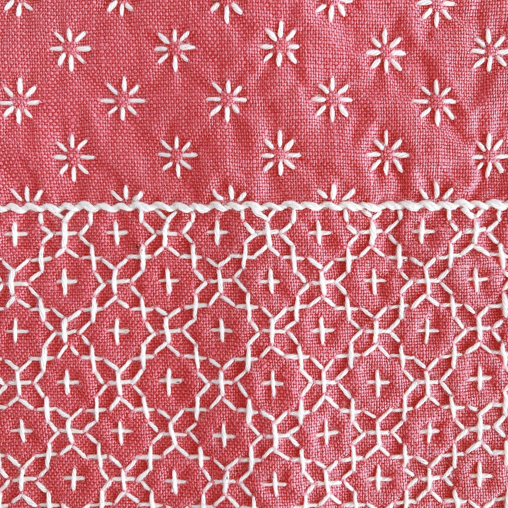 制作記録/柿の花模様の刺し子ポーチ｜sashikonami