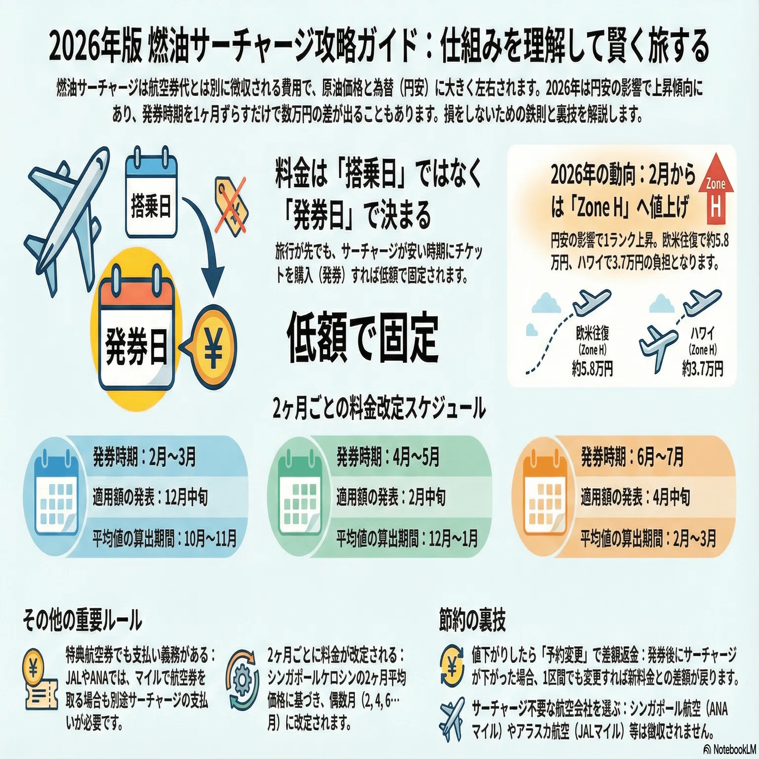 燃油サーチャージ「Zone A〜O」価格表【保存用チャート】｜マイル旅